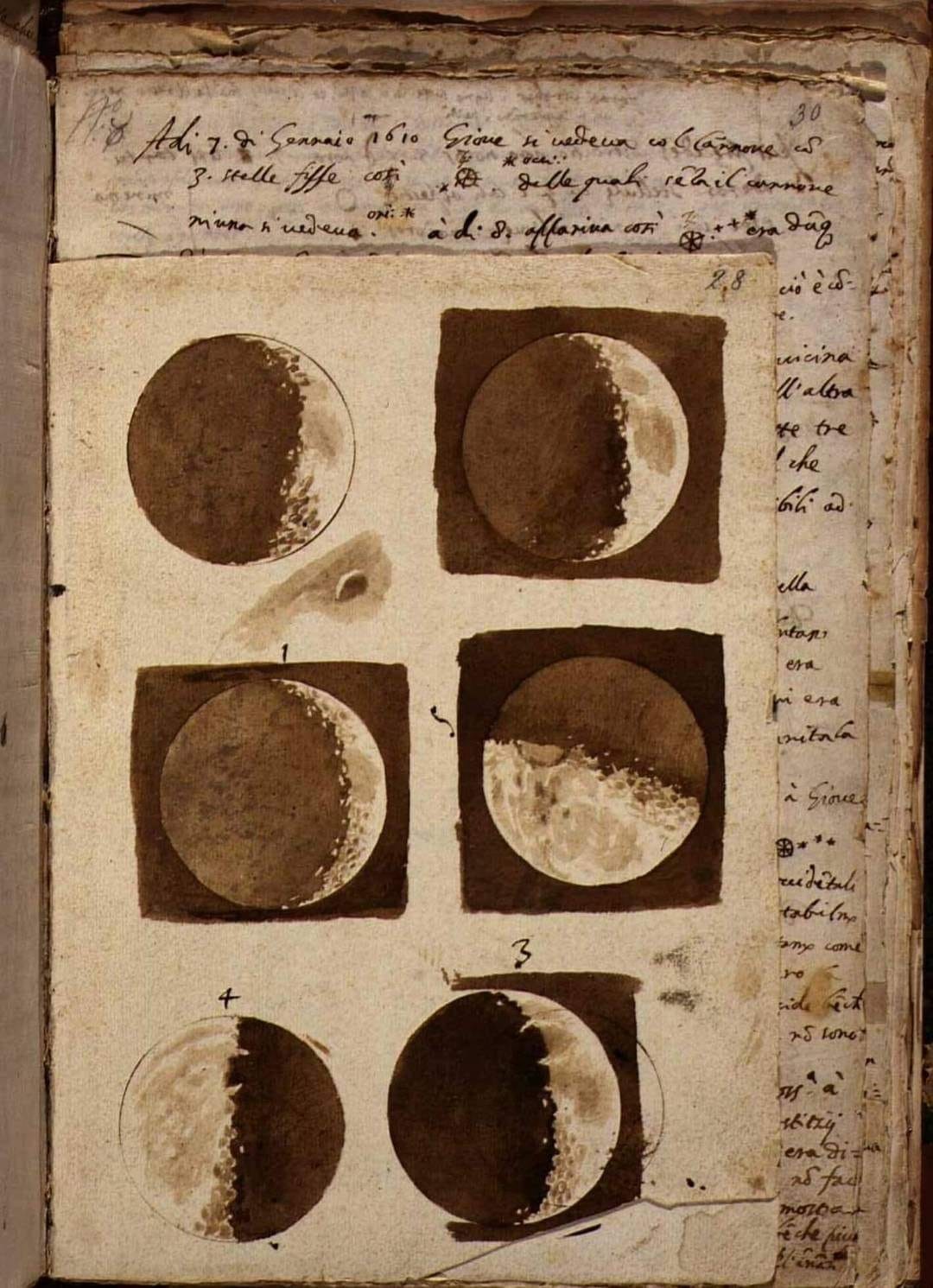 First-ever drawings of the moon were made by Galileo Galeili after observing it through his telescope in 1609.