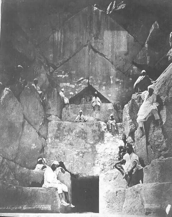 The old entrance to the Great Pyramid at Giza, circa 1890