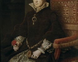 Queen Mary I of England was described with either light or dark auburn hair during her early years and reign