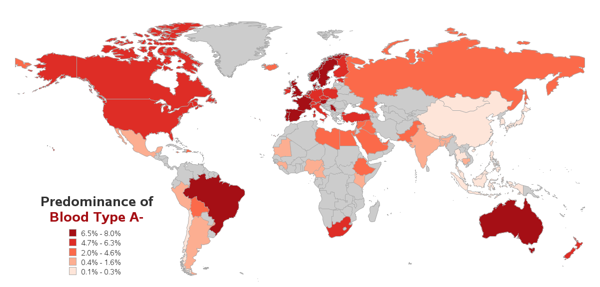 A negative frequencies worldwide