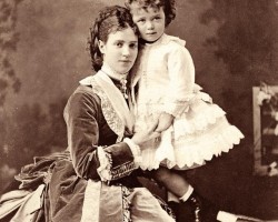 Maria Feodorovna photographed with her 2-year-old son, the future Tsar Nicholas II of Russia, in 1870.