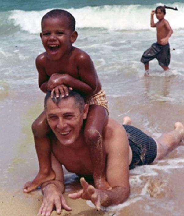 Obama as a boy with his grandfather. He is AB negative.