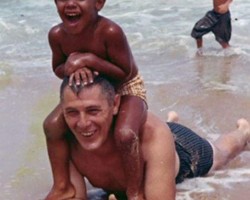 Obama as a boy with his grandfather. He is AB negative.
