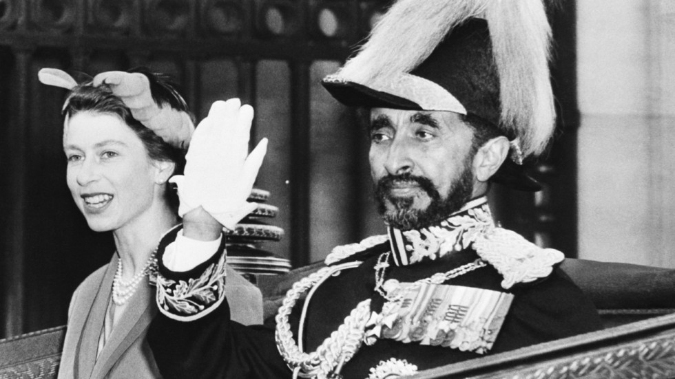Haile Selassie I, last emperor of Ethiopia, with Queen Elizabeth II. B- and O-.