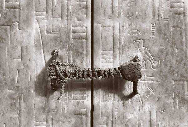 The 3245 year old seal on Tutankhamen's tomb before it was broken in 1922. His blood type was tested as being A2.