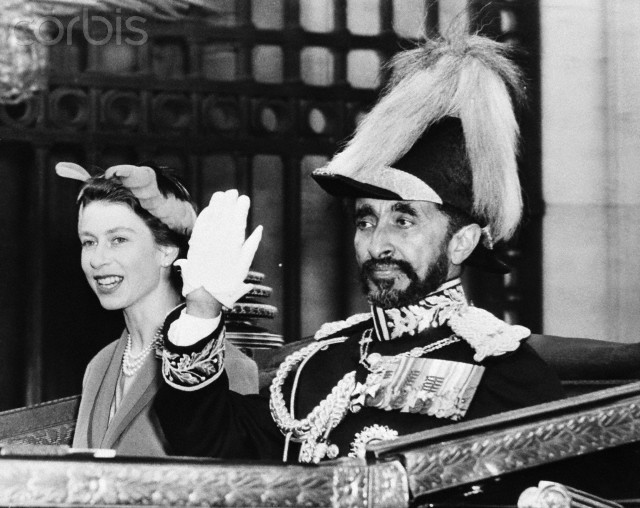 Haile Selassie I, last emperor of Ethiopia, with Queen Elizabeth II. B- and O-.